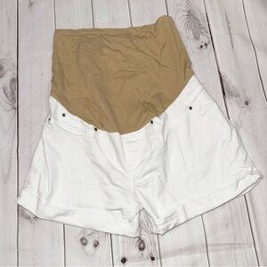 White Denim Maternity Shorts - Womens Maternity Size Medium